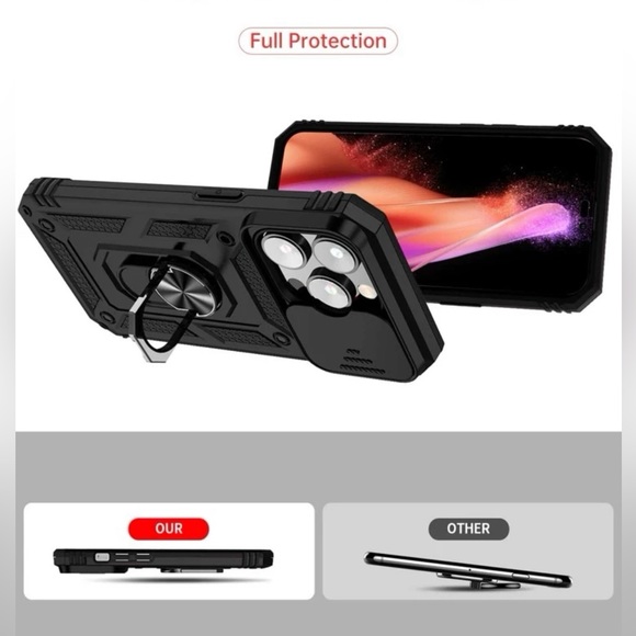 Iphone 14 Anti-slip Phone Case With Magnetic Ring Holder - Picture 3 of 8